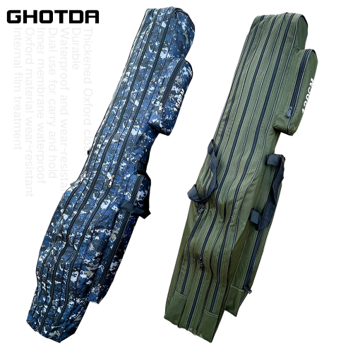 Fishing Bag Multi-Purpose Canvas Material Waterproof Fishing Rod Bag Tackle Bag