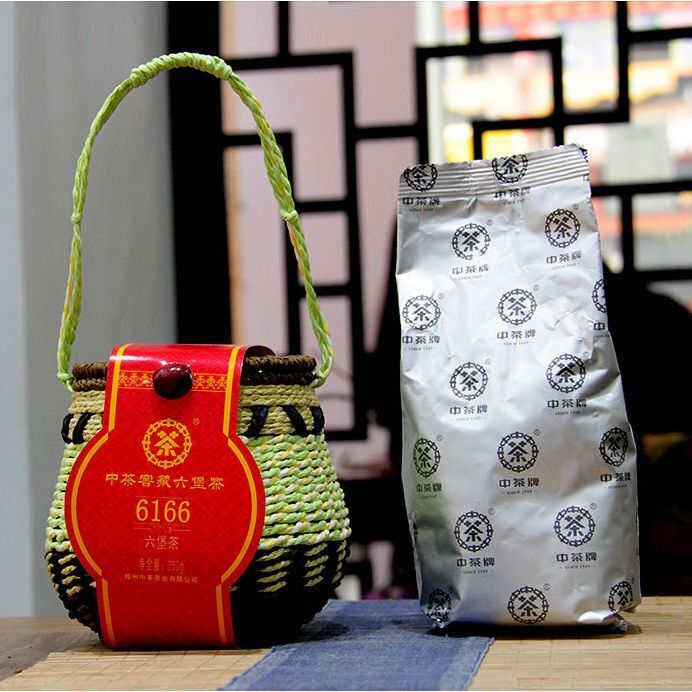 250g CHINA TEA 6166 Aged Wuzhou Dark Tea Liu Pao Hei Cha Liu Bao Black In Basket