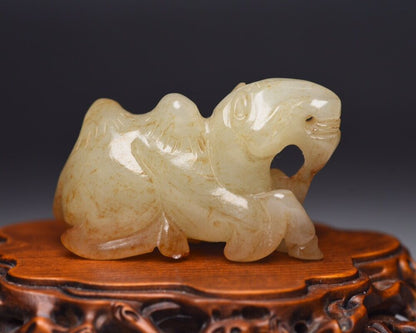 Chinese Old Natural Jade Hand Carved Hetian Jade Camel Figurine Statue Nice Art