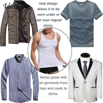 Mens Slimming Body Shaper Belly Chest Compression Vest Girdle T-Shirt Tank Top