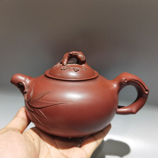vintage chinese yixing purple clay teapot zisha ceramic bamboo plum blossom art