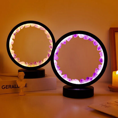 Bedside Lamps LED Rechargeable Natural Quartz Amethyst Cluster Desk Night Lights