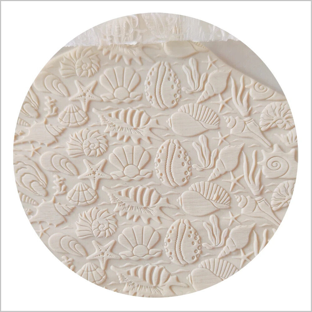Rolling Pin Acrylic Shell Pearl Starfish DIY Clay Craft Texture Embossing Roller