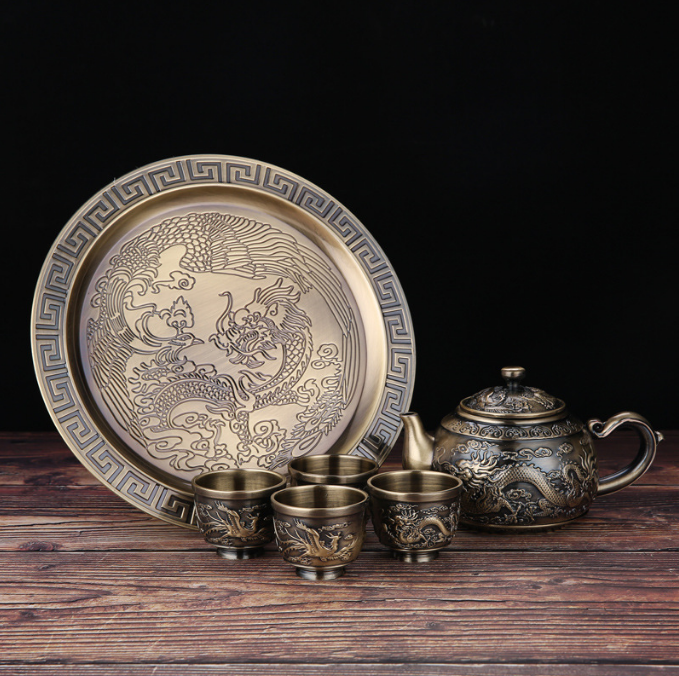High grade retro bronze tea set creative kungfu tea set