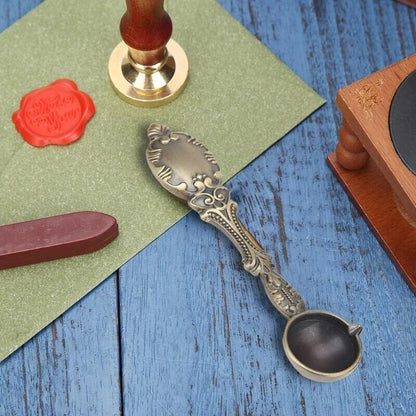 Wax Stamps Seal Antique Fire Paint Sealing Tools Melting Spoon 10.5x2.5cm Copper