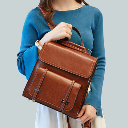 100% Genuine Leather Women's Backpack Travel Bag Rucksack Crossbody Handbags