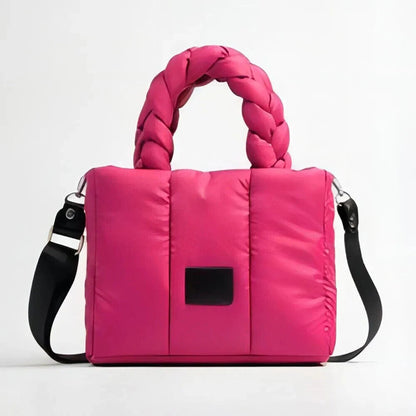 Quilted Tote Bags Women Down Handbags Woven Handle Shoulder Bag Winter Bag