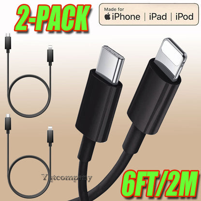 6ft Fast Charger USB C to iPhone Charging Cable For Apple iPad 5 6 7 8 9th Gen