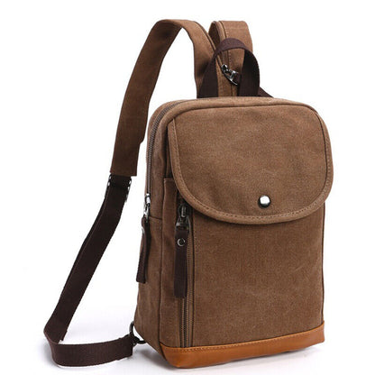 Men's Backpack Canvas Crossbody Chest Bag Casual Daypack Outdoor Sport Bag