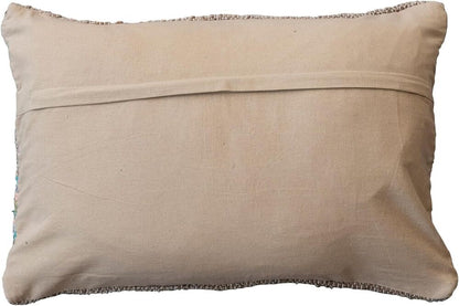 Multicolor Hand-Woven Jute and Cotton Chindi Lumbar Pillow Rustic Boho Lodge