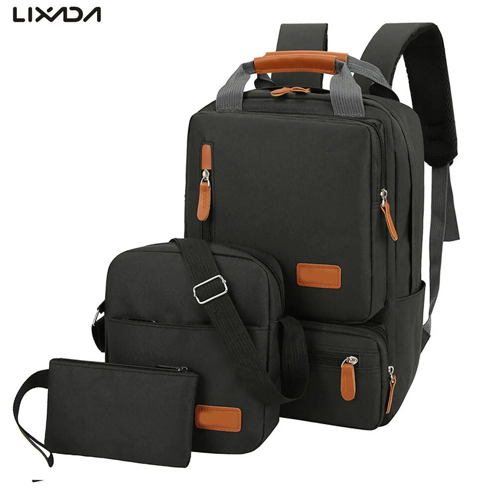 3pcs Backpack Set Women Men Laptop Backpack Shoulder Bag Travel School Business
