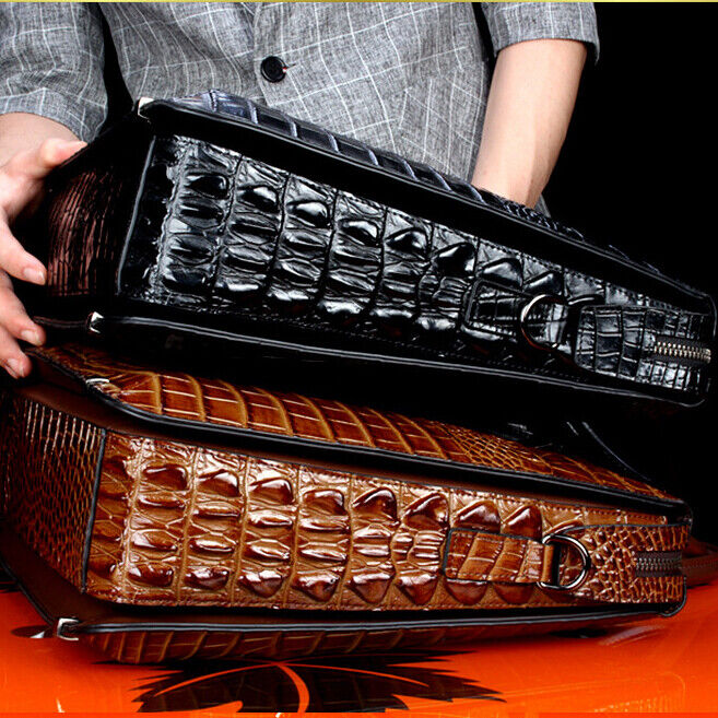 Top Cowhide Crocodile Alligator Embossed Handbag Men's Luxury Business Briefcase