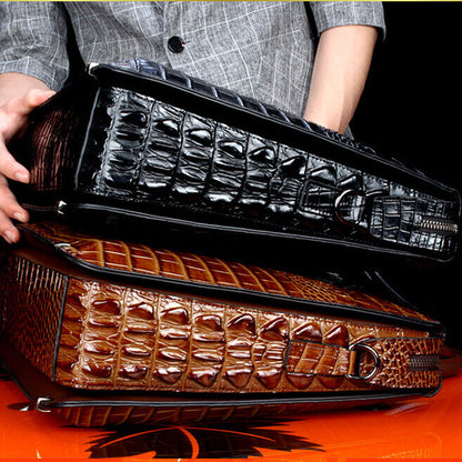 Top Cowhide Crocodile Alligator Embossed Handbag Men's Luxury Business Briefcase