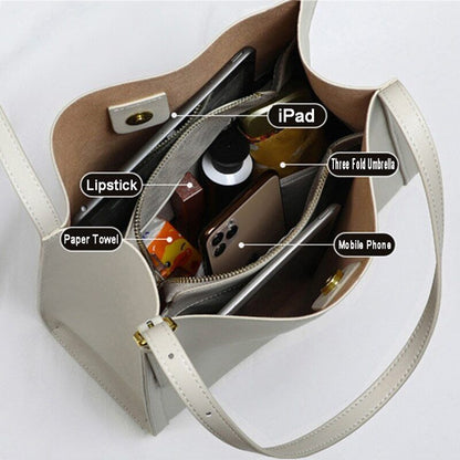 Lady Leather Handbag Shoulder Women Bags Buckle Teenage Girl Tote