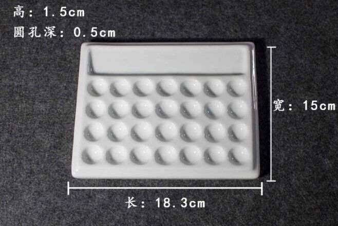Painting Palette Ceramic Square Pure White Chinese Art Watercolor Paint Dish Box