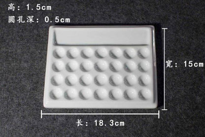 Painting Palette Ceramic Square Pure White Chinese Art Watercolor Paint Dish Box