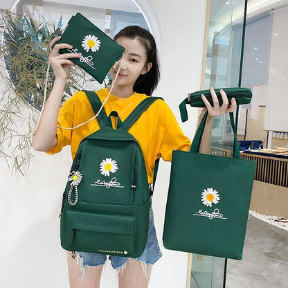 4Pcs/Set Women School Backpacks Schoolbag Teenagers Girls Student Book Bag Boys