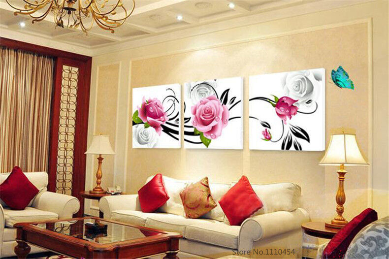 5D DIY Diamond Embroidery Triptych Roses Diamond Mosaic Pictures of Rhinestones