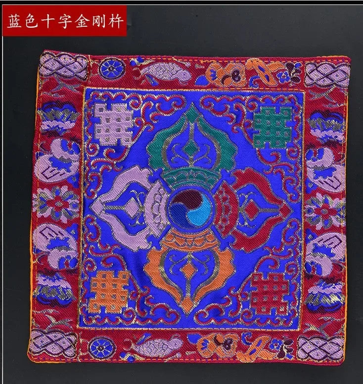 Buddhist silk brocade red eight auspicious symbols table altar cloth -