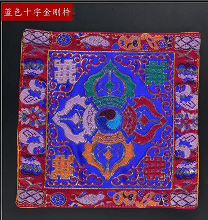 Buddhist silk brocade red eight auspicious symbols table altar cloth -