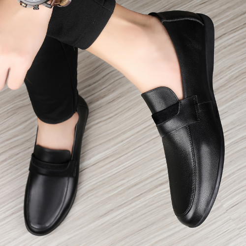 Black Genuine Leather Shoes me Loafers Flats Super Light Moccasins