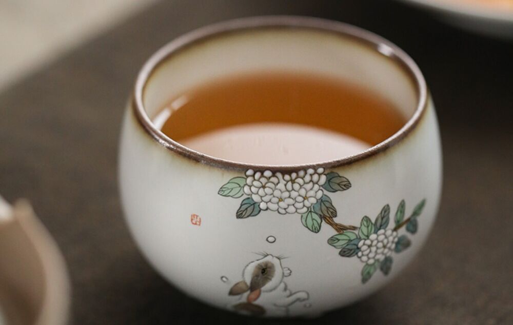 1x 80cc China Song Dynasty Antique master tea cup ruyao White Rabbit ceramic cup