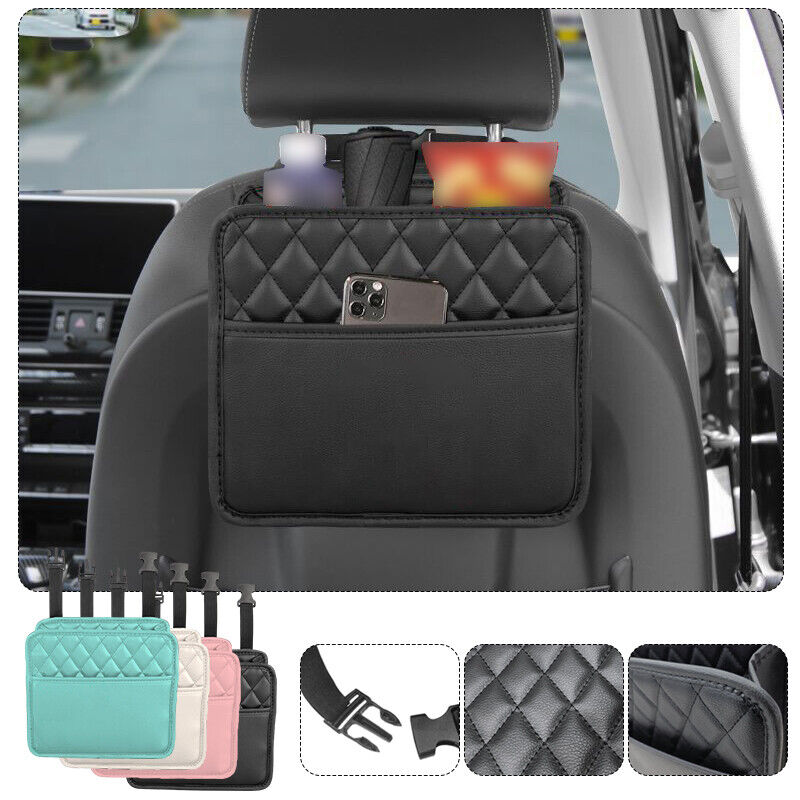 Car Backseat Organizer PU Leather Auto Interior Storage Bag Hanging Seat Back