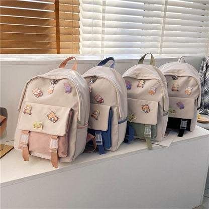 Backpack Women Cartoon Bag Summer Small Canvas Shoulder Bag Traveling Rucksack