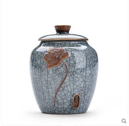 Exquisite Chinese Ceramic Tea Caddy Tea Canister Pot Sugar Coffee Bean Tea Jar