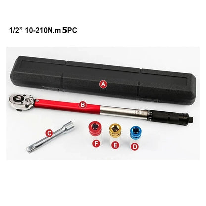 10-210N.m Wrench 1/2 Precise Reversible Ratchet Key Professional Automotive Tool