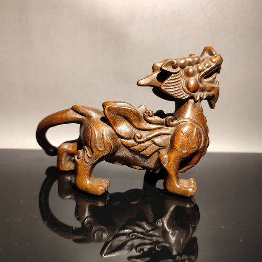vintage chinese wooden dragon statue wood carving unicorn room decor sculpture