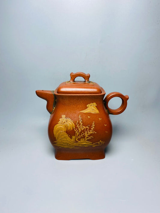 Chinese Yixing Zisha Clay Handmade Exquisite Teapot （高四方 底款：顾景舟）