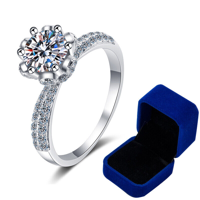 Certified 5 Carat Diamond Engagement Ring Women 14K White Gold Sterling Silver