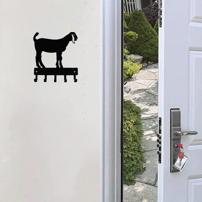 Nubian Goat #2 Key Rack - 6 inch Wide/9 inch Wide Metal Wall Art