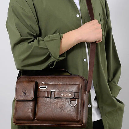 Men's Shoulder PU Leather Handbag Business Travel Man Crossbody Men Bag