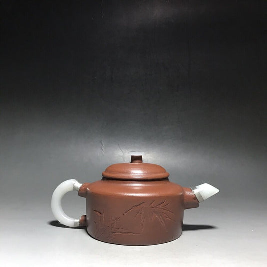 vintage chinese yixing purple clay teapot zisha ceremony carving Collectible art
