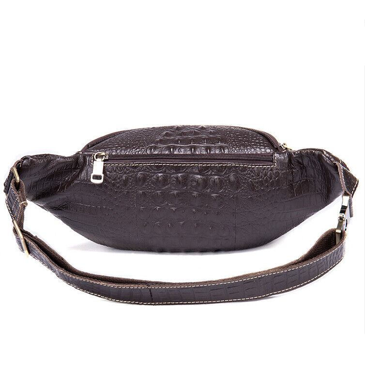 Men's Real Leather Fanny Waist Pack Bag Sling Backpack Crocodile Chest Bags