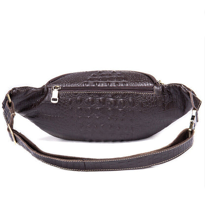 Men's Real Leather Fanny Waist Pack Bag Sling Backpack Crocodile Chest Bags