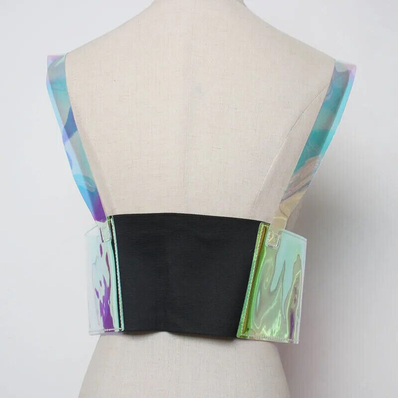 Women Waist Belt Laser Transparent PVC Garter Body Harness Sexy Cage Top Bondage