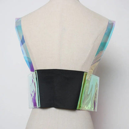 Women Waist Belt Laser Transparent PVC Garter Body Harness Sexy Cage Top Bondage