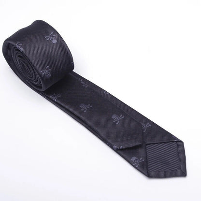Men Necktie 3Pcs Set Polyester Bowtie Slim Cartoon Skeleton Fashion Dress Cravat