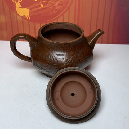 Vintage China Yixing Purple Clay Teapot Zisha Ceremony Bamboo Teaware Collection
