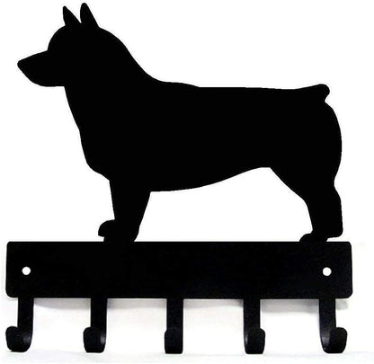 Swedish Vallhund Key Rack Dog Leash Hanger - 9 inch/6 inch Wide Metal Wall Art
