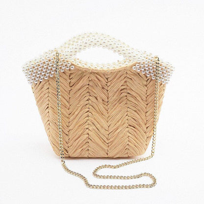 Straw Bag Purse Shoulder Bag Crossbody Pouch 24*28*9CM Cotton Handbag Travelling