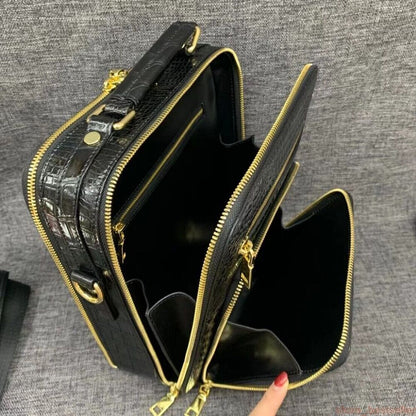 Real Crocodile Belly Skin Men's Shoulder Messenger Crossbody Bag Handbag