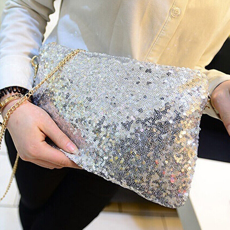 Evening Clutch Bag Glitter Sequin Handbag Sparkling Wallet Ladies Shoulder Bag