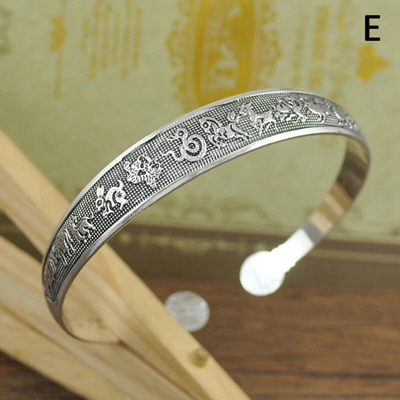 1-Pack Vintage Elephant Flower Collection Bracelets Charming Elegant Round -