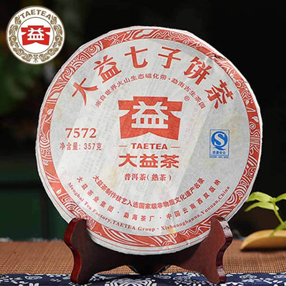357g TAETEA 7572 (Batch 201) Ripe Puer Tea Health Care Dayi Shu Pu-erh Tea Cake