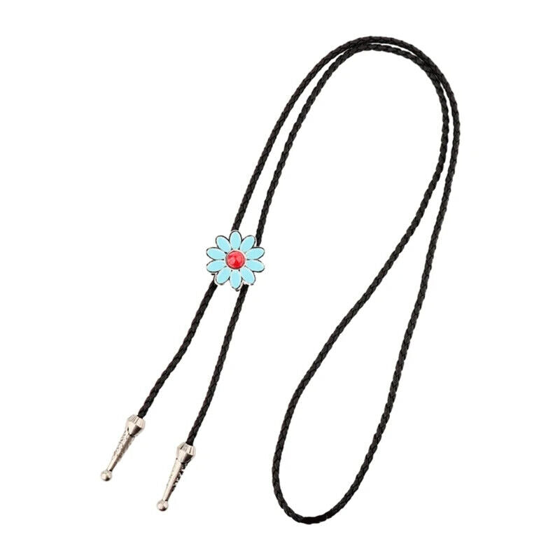 Men Bolo Tie Alloy Polyester Cowboy Flower Gemstones Shirts Sweaters Accessories