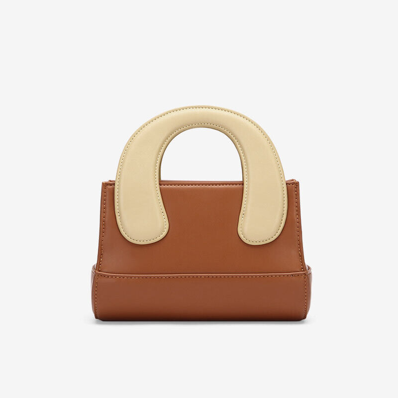 Small Mini Oversized Handles Leather Tote Clutch Box Handbag Purse Shoulder Bag
